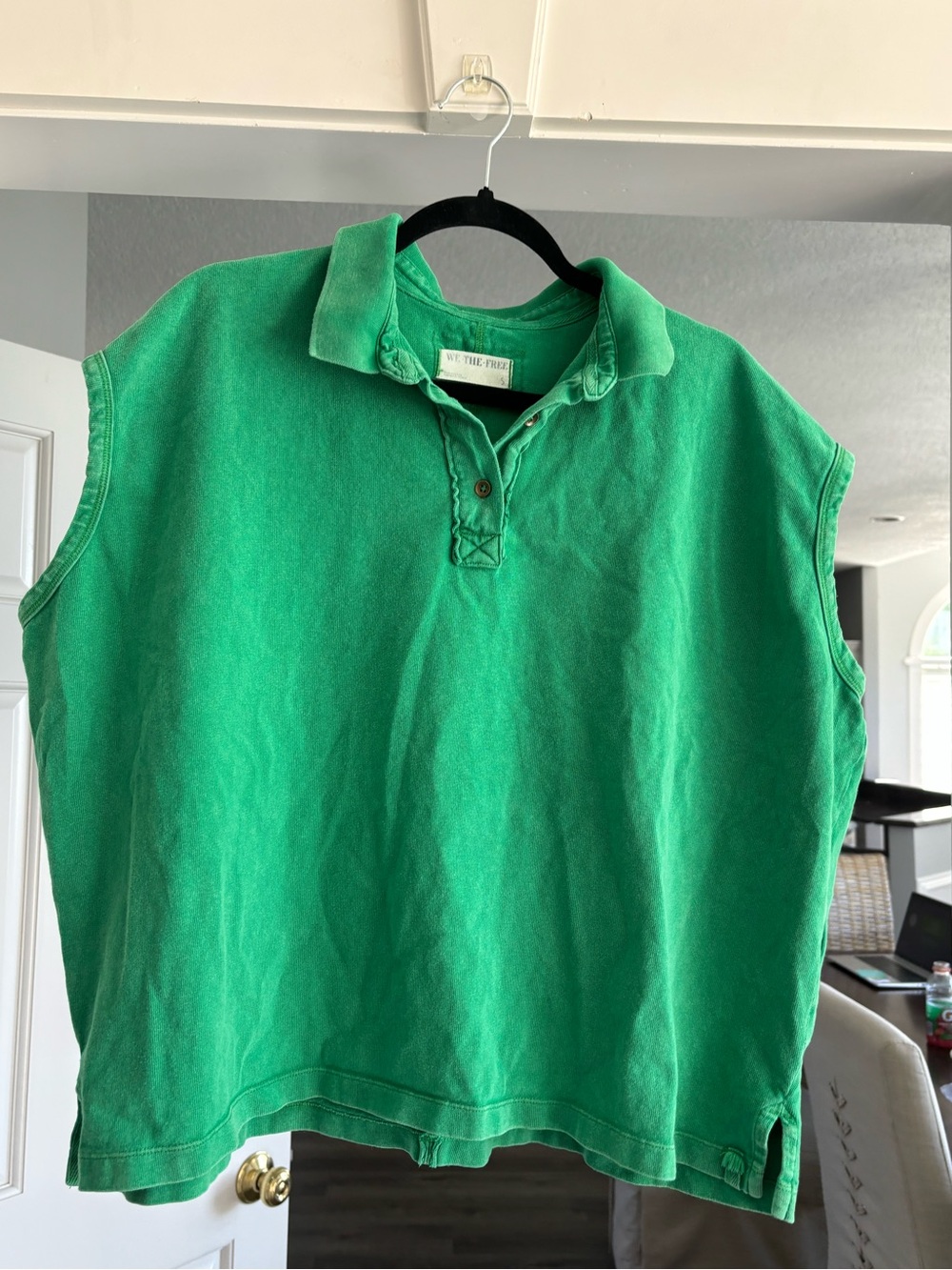 We The Free Sleeveless Polo Top in Bright Green XS
